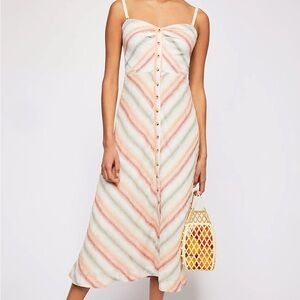 Free People Striking Striped Midi Dress Size S